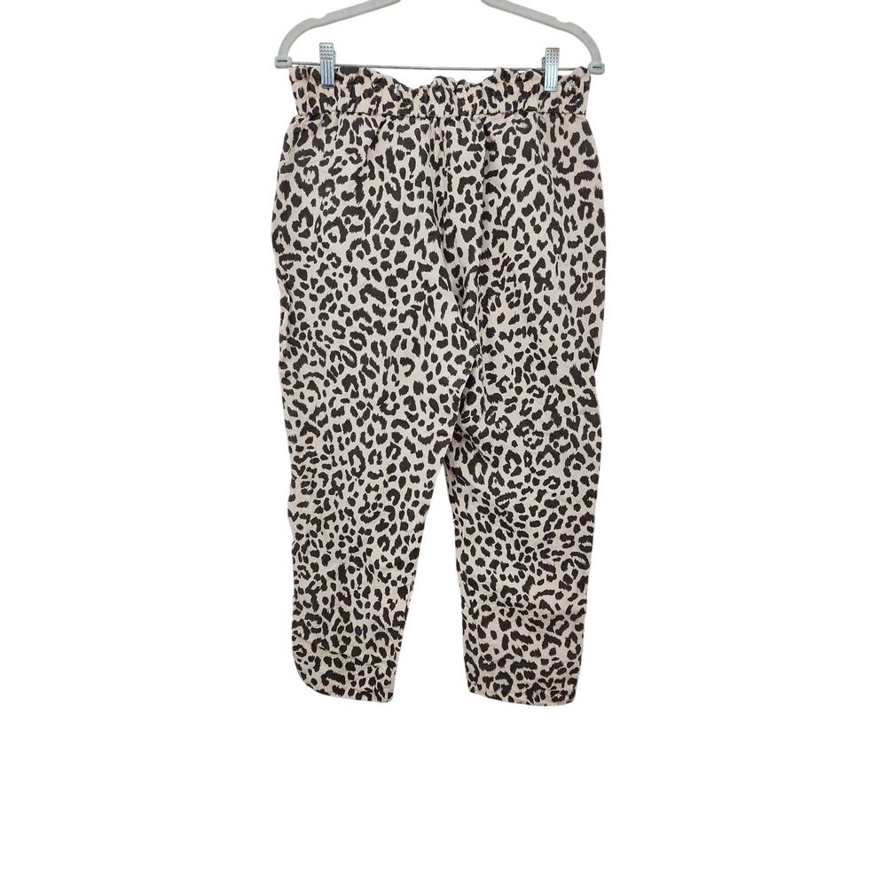 J. Crew Linen Blend Animal Print Leopard Cheeta Cropped Pants Size 6 Linen Blend